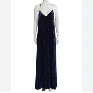 NICOLE MILLER Teal Blue V-Neck Silky Slip Dress M NWT